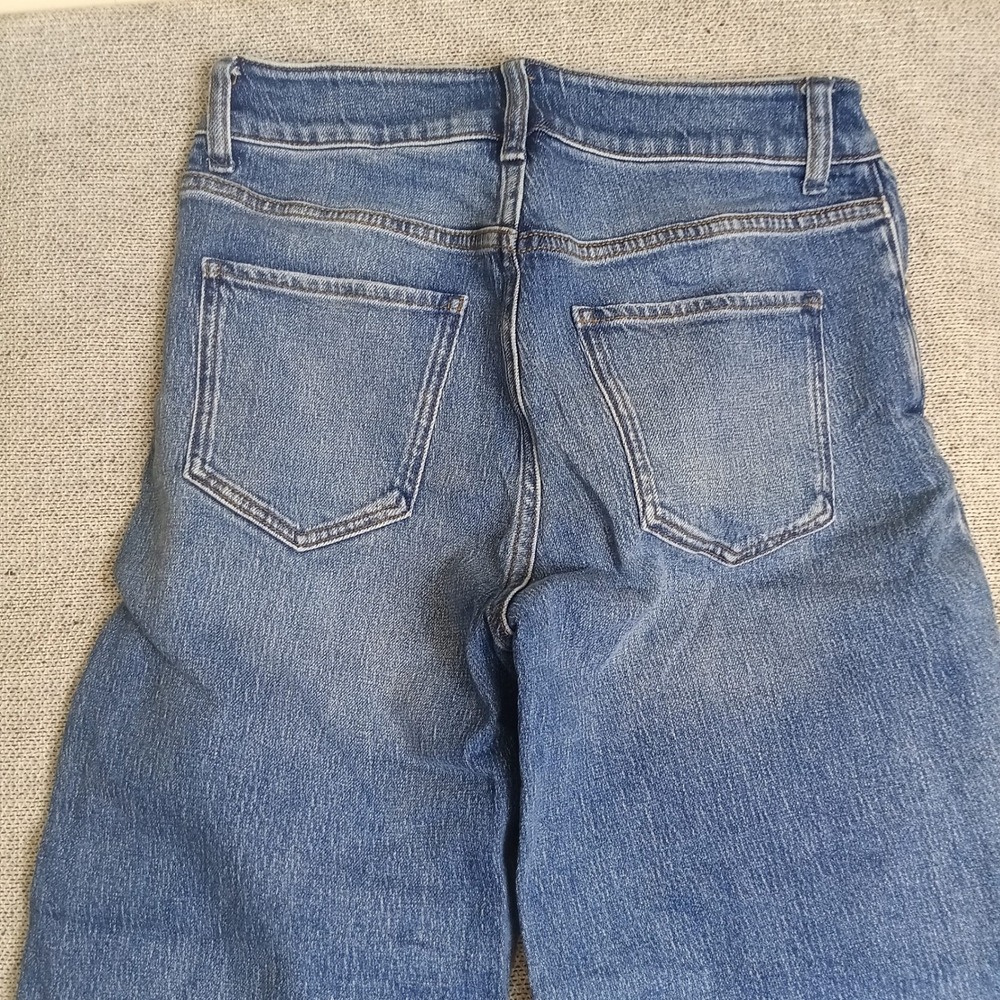 Quince Wide Leg Jeans Womens 28 Blue Excellent Organic Cotton Blend High Rise - Picture 3 of 8